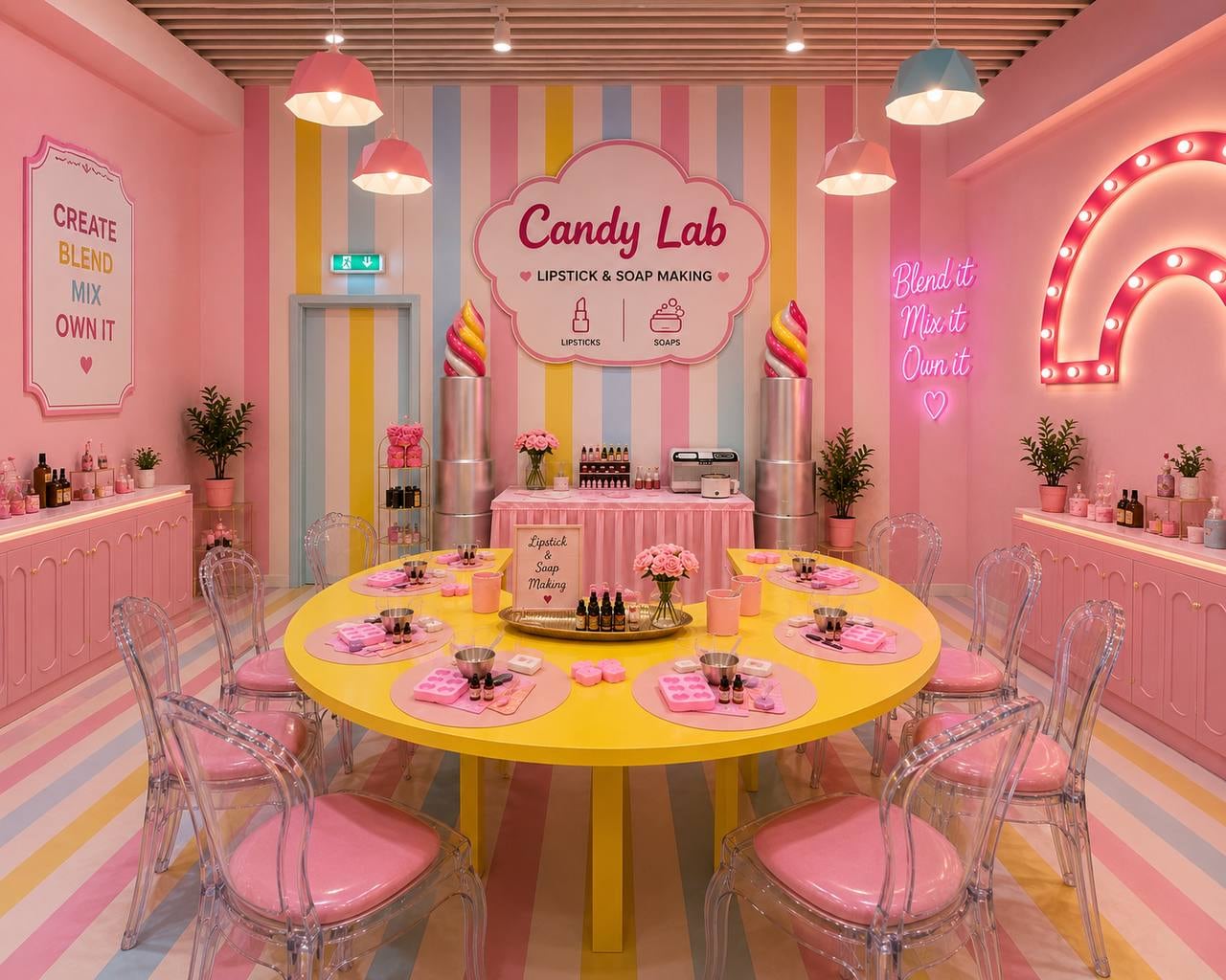 The Candy Lab lipstick and soap-making station at Museum of Candy in Dubai