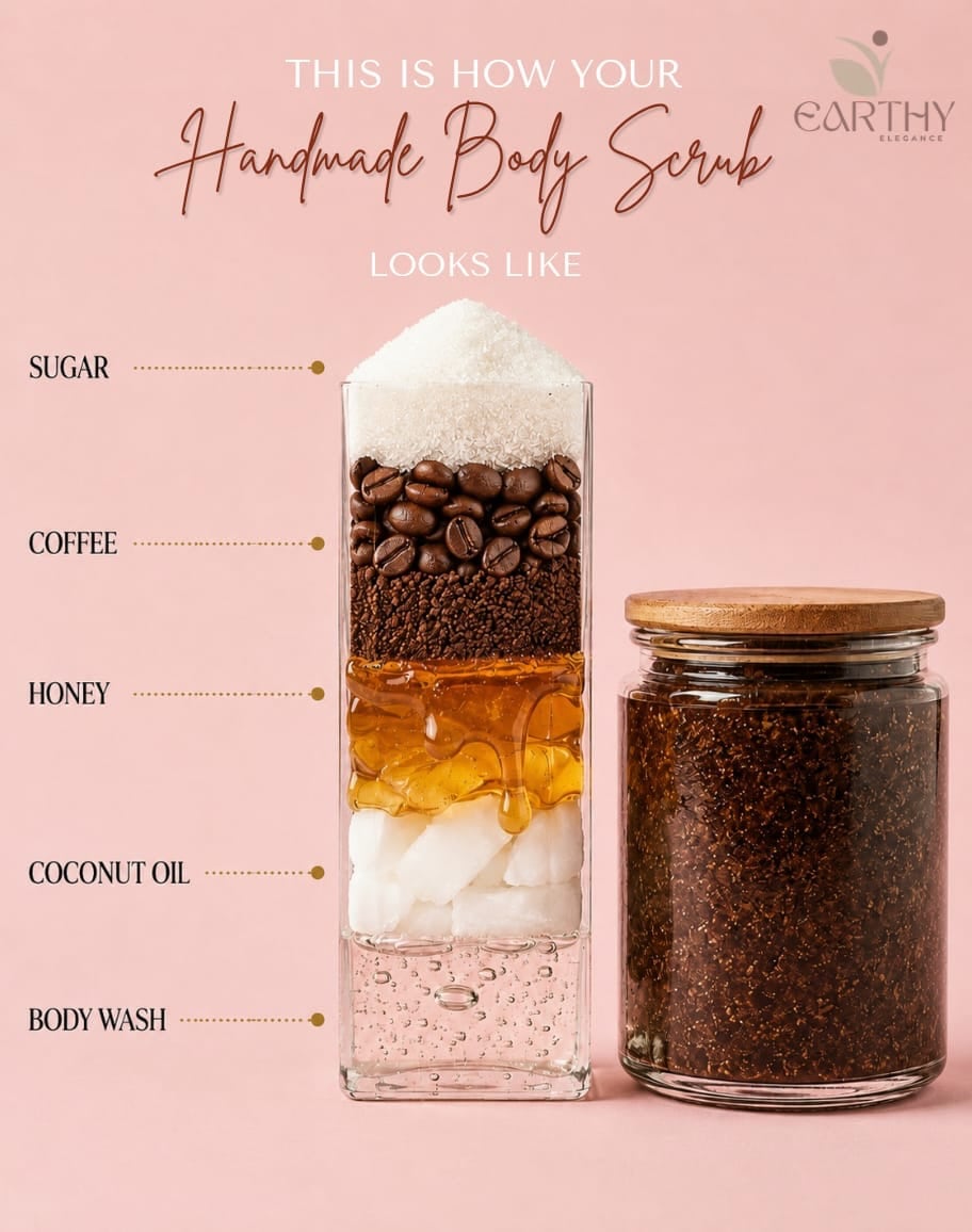 Handmade body scrub with coffee and honey